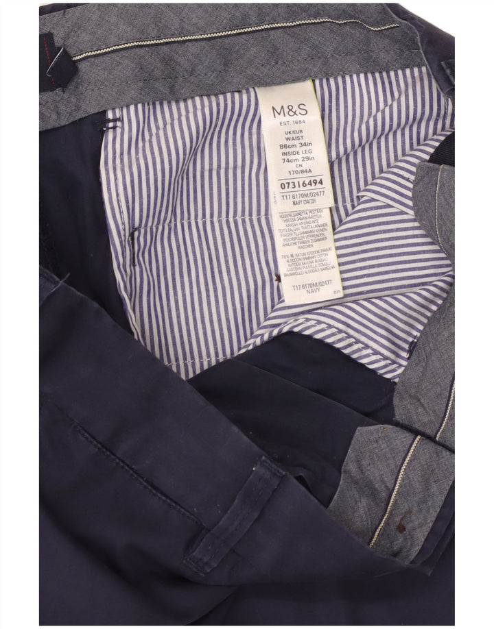 Marks & Spencer Pantalones cortos para hombre W34 L25 Algodón azul marino