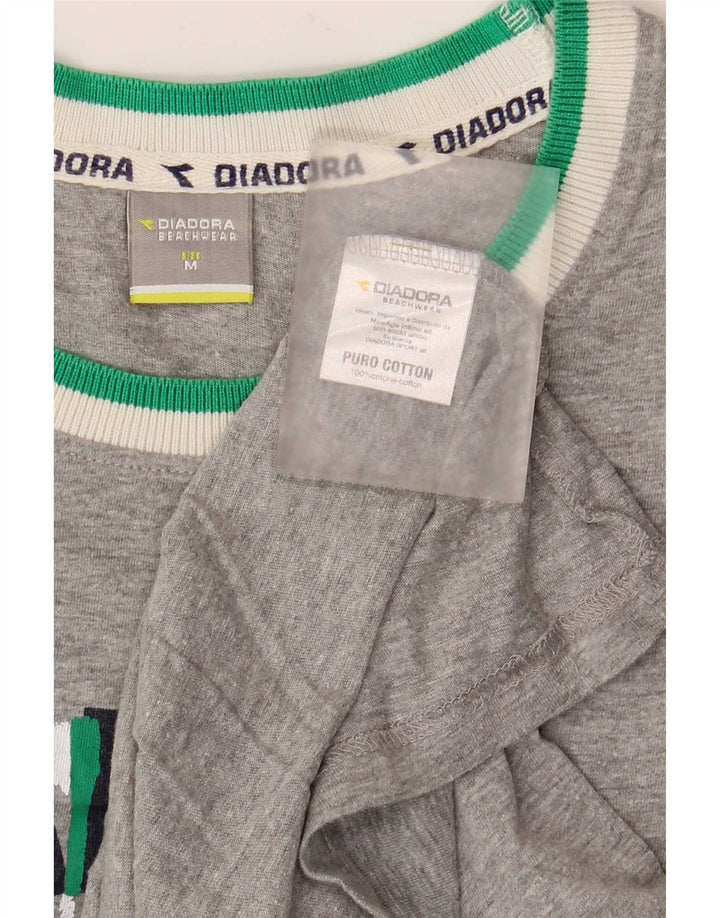Diadora Hombre Camiseta Sin Mangas Con Gráfico De Algodón Color Block Gris Medio