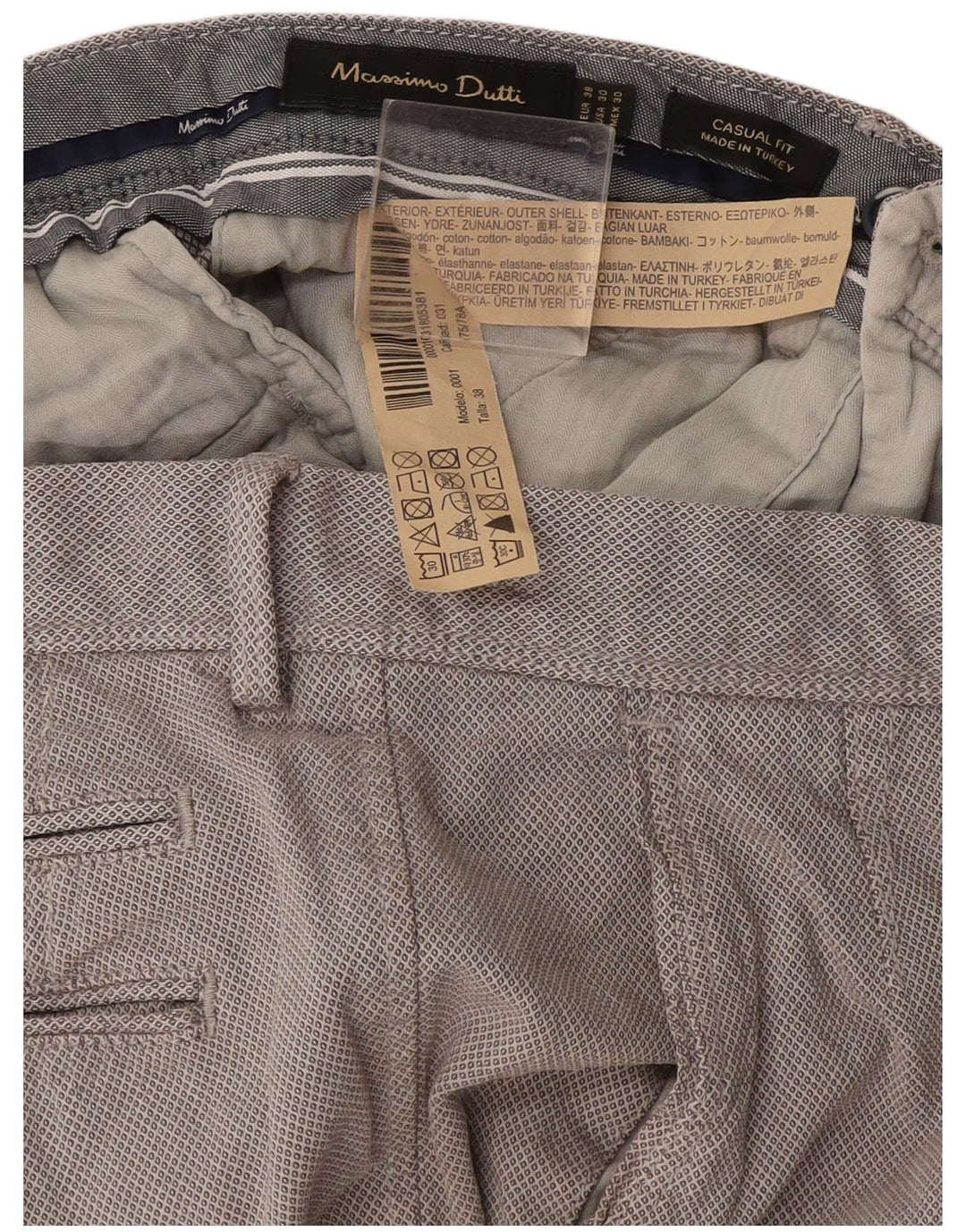 Massimo Dutti Pantalón Chino Hombre EU 38 Small W30 L29 Gris Argyle/Diamond
