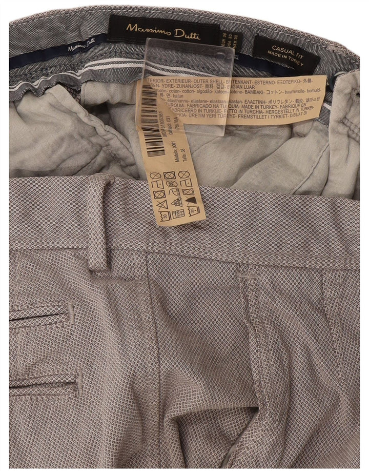 Massimo Dutti Pantalón Chino Hombre EU 38 Small W30 L29 Gris Argyle/Diamond