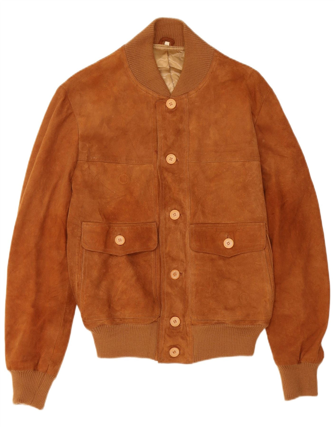 VINTAGE Chaqueta bomber de ante para hombre Reino Unido 38 Marrón medio