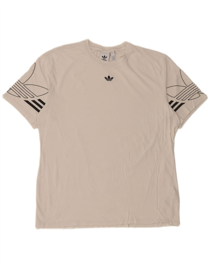 Adidas - Camiseta gráfica para hombre, talla grande, algodón blanco