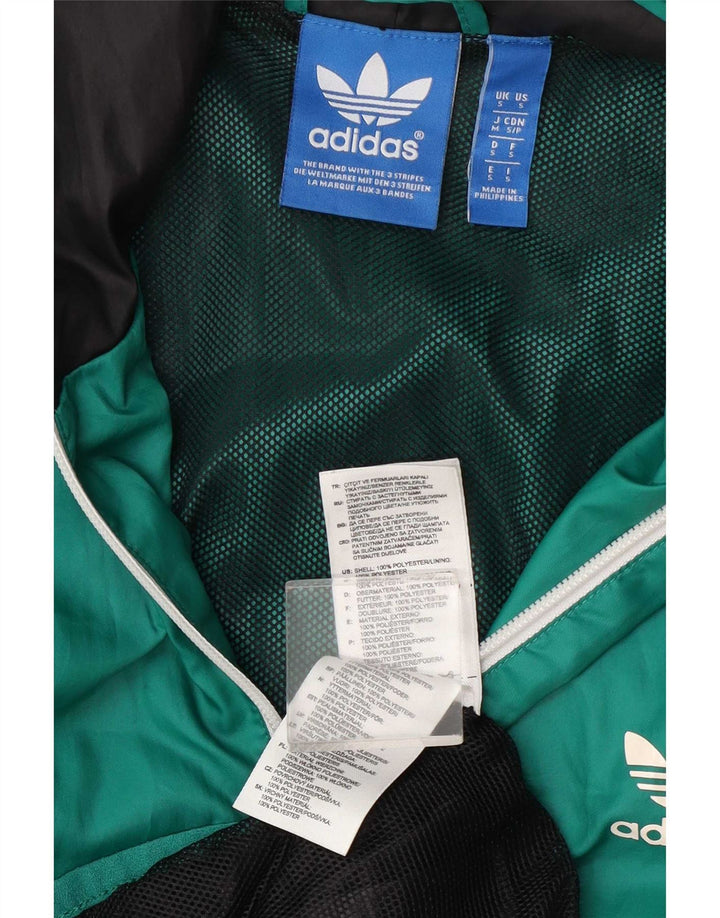 Adidas Chaqueta impermeable con capucha para hombre UK 36 Small Green Colourblock Poliéster