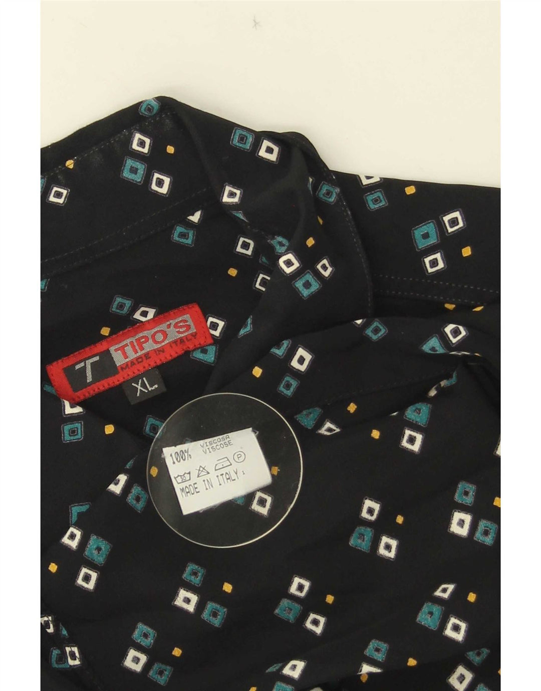Tipo' S Camisa De Manga Corta Hombre XL Viscosa Geométrica Negra