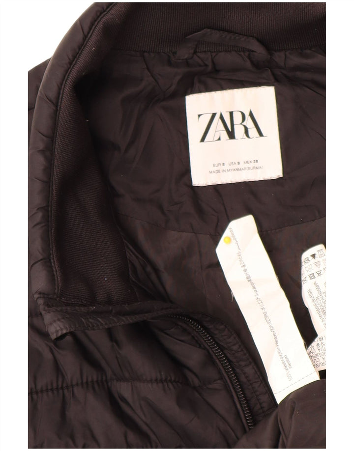 Zara Mens Chaleco Acolchado UK 36 Pequeño Poliéster Negro