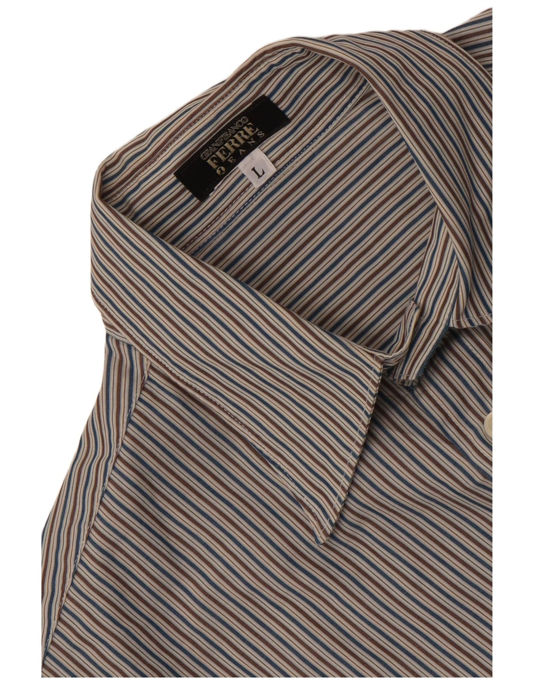 Gianfranco Ferre Camisa de hombre grande a rayas multicolor