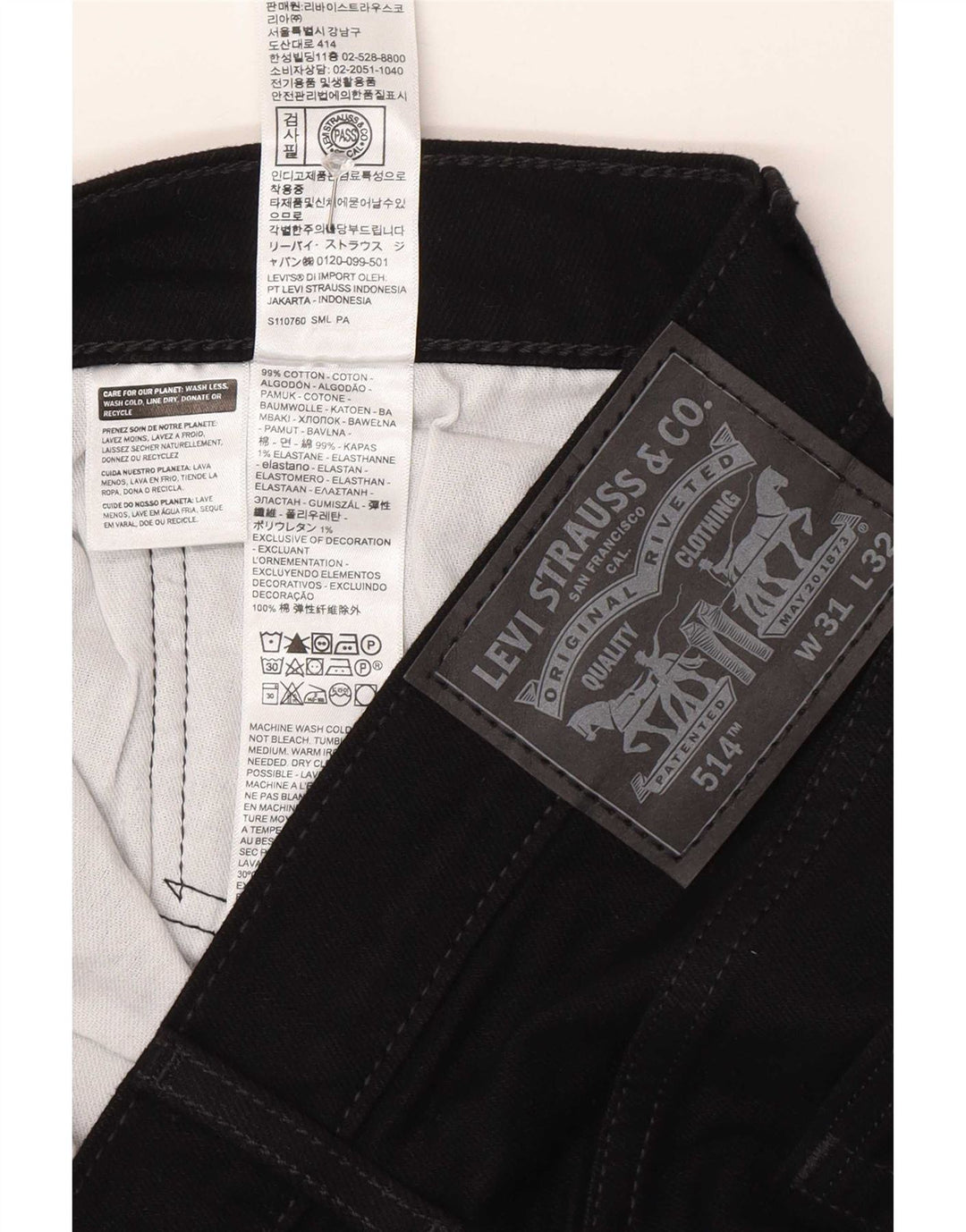 Levi's Jeans rectos 514 para hombre W31 L32 Algodón negro