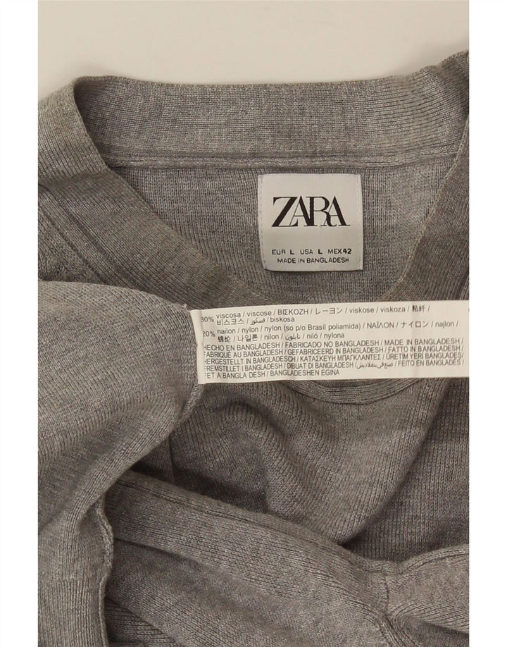 ZARA Hombre Jersey Cuello Redondo Jersey Grande Viscosa Gris