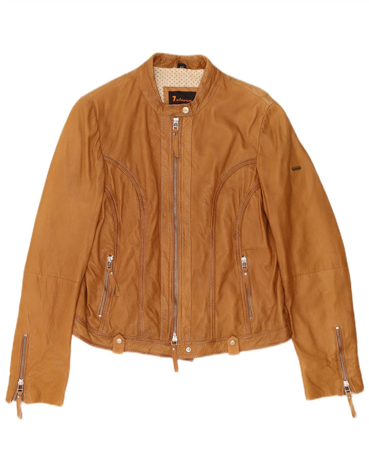 Vintage mujer biker chaqueta de cuero EU 40 Medio Beige