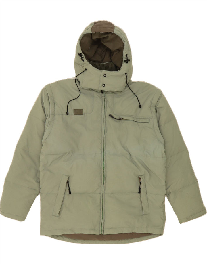 FILA Mens Hooded Padded Jacket UK 40 Large Green Colourblock Polyamide Vintage Fila and Second-Hand Fila from Messina Hembry 