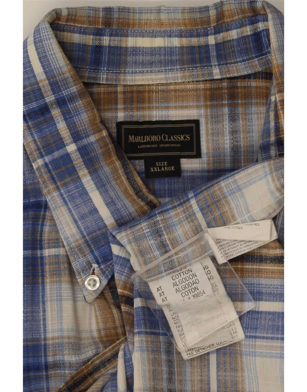 Marlboro Classics Camisa de manga corta para hombre 2XL Algodón a cuadros multicolor