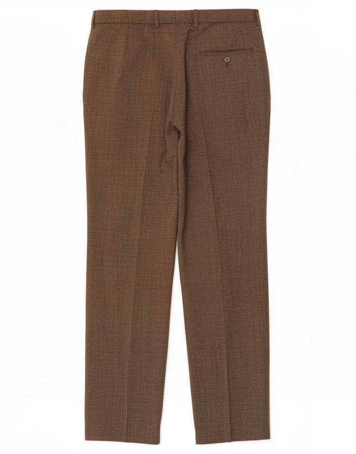 Marks & Spencer Pantalones de traje de corte regular para hombre W34 L33 Brown Check