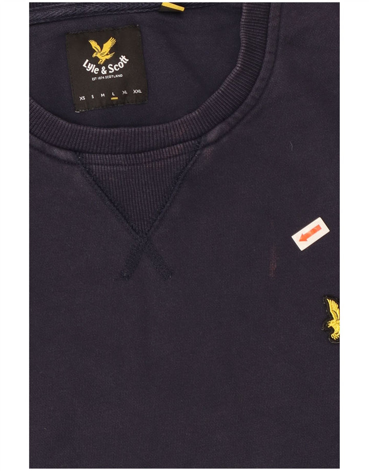 Lyle & Scott Hombre Sudadera Jumper Grande Azul Marino Algodón