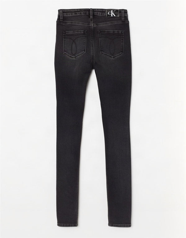 Calvin Klein Jeans Ajustados Gráficos para Mujer W28 L32 Algodón Negro