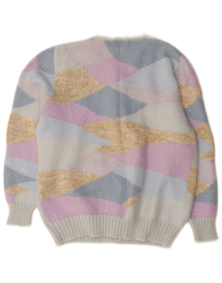 Vintage mujer Cardigan suéter Reino Unido 14 medio multicolor novedad
