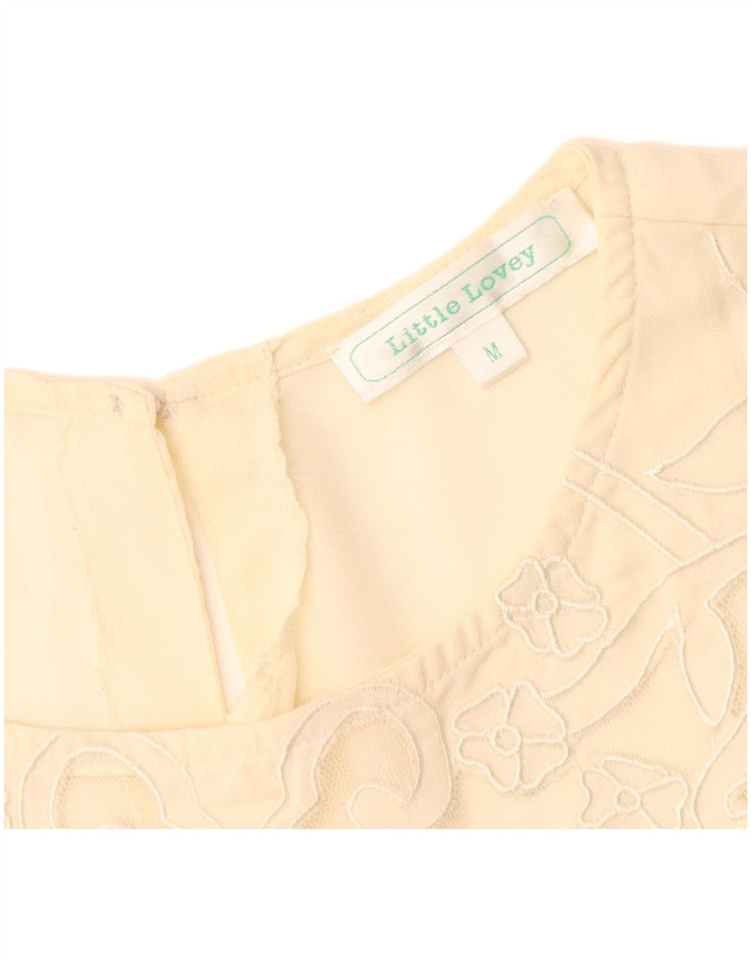 Blusa vintage para mujer Top UK 12 Poliéster floral beige medio