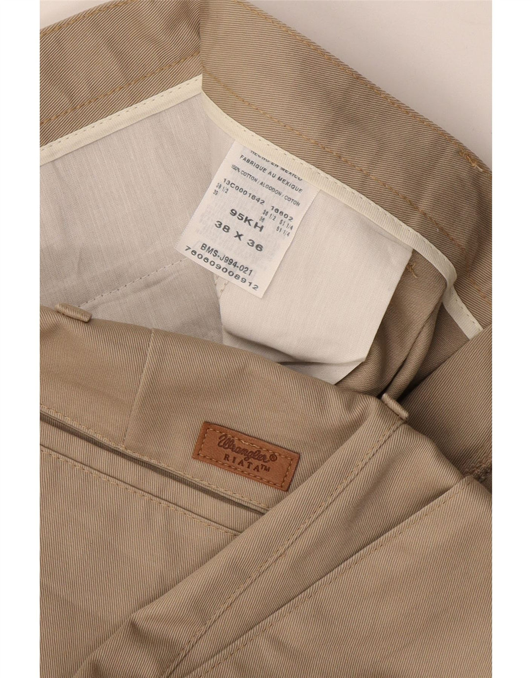 WRANGLER Pantalones chinos Riata para hombre W38 L36 Algodón beige