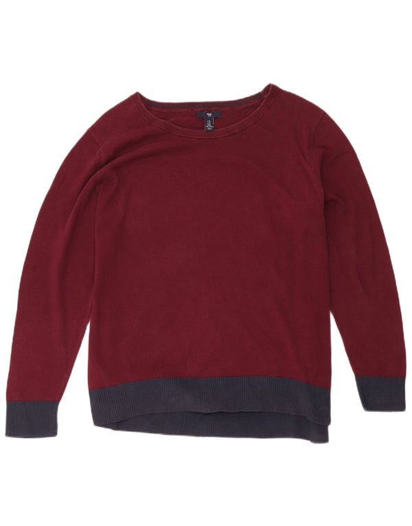 Gap Jersey con Cuello Barco para Mujer UK 40 XL Algodón Color Block Borgoña