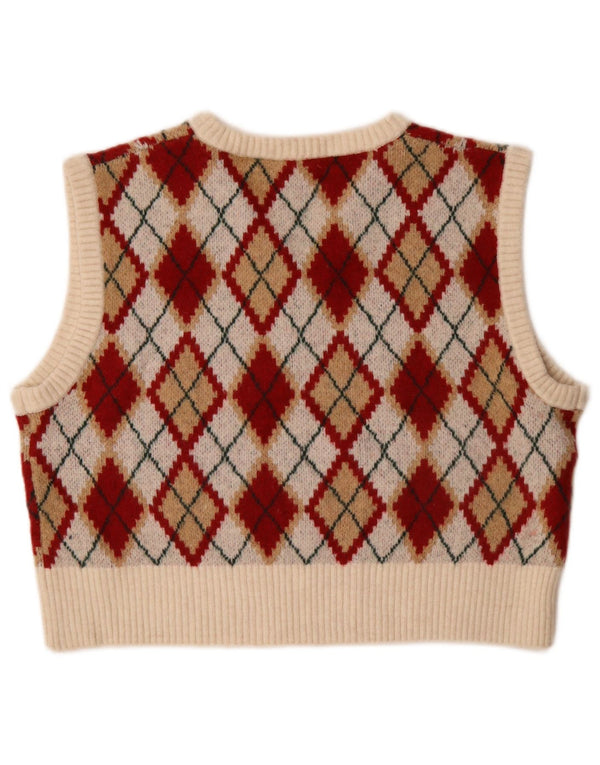 Zara Mujer Crop Vest Tank Top UK 40 Medium Multicolor Argyle/Diamond