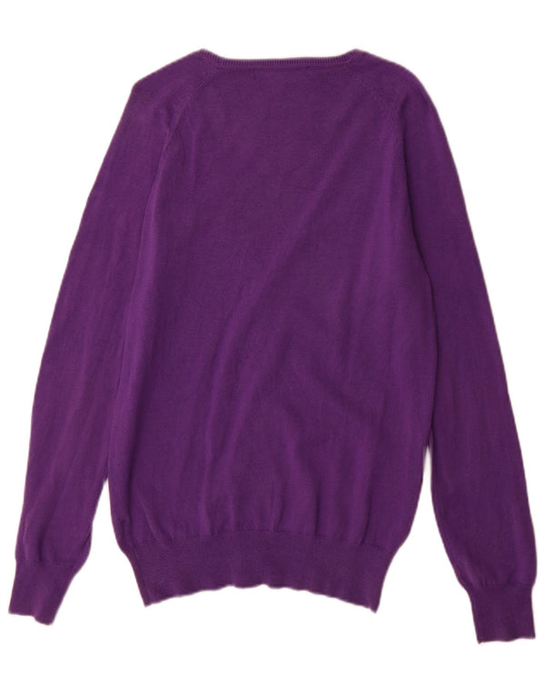 Zara Mujer Cárdigan Suéter UK 40 XL Algodón Púrpura