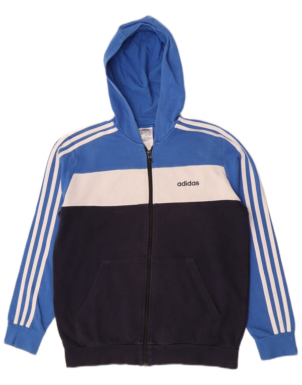 Adidas Sudadera con capucha y cremallera gráfica para niños 13-14 años Algodón color block azul
