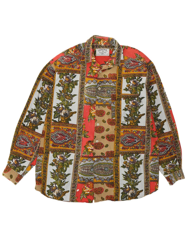 VINTAGE Camisa de hombre grande multicolor floral