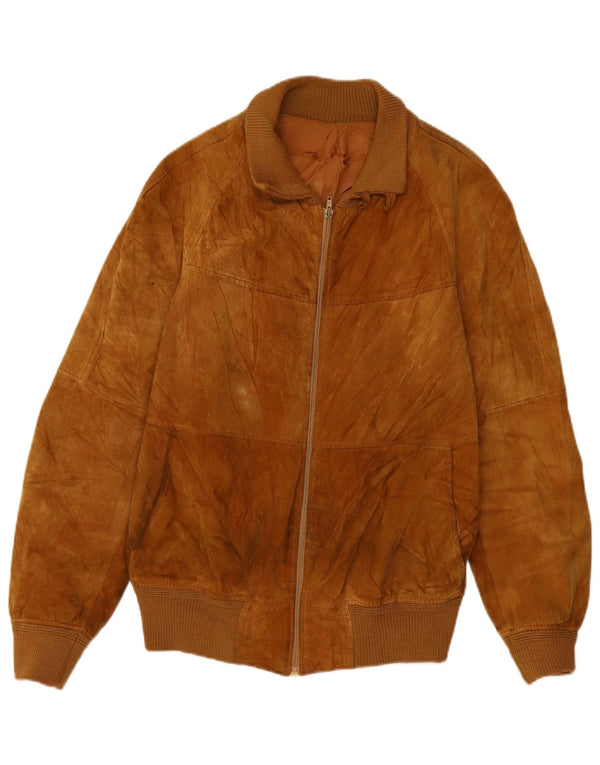 VINTAGE Chaqueta bomber de ante para hombre Reino Unido 38 Beige medio