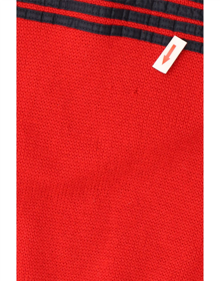 Vintage hombres botón cuello jersey suéter IT 48 medio rojo colorblock