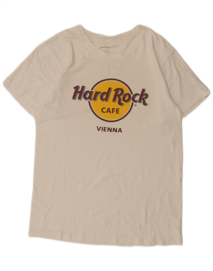 Camiseta Hard Rock Cafe Viena para hombre con gráfico, talla mediana, blanca