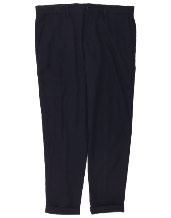 Zara Pantalón de traje ajustado para hombre EU 44 Large W34 L30 Azul marino Poliéster
