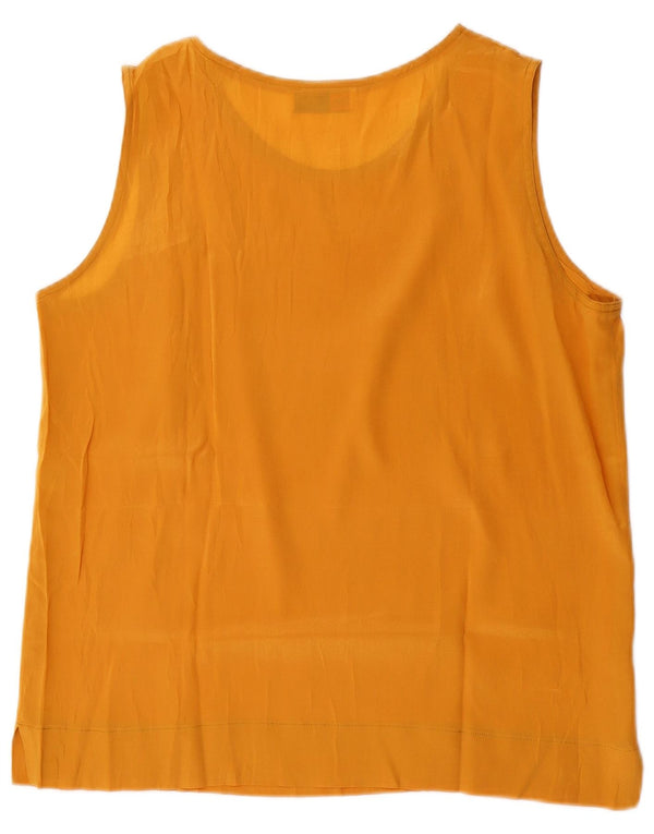 Vintage mujer blusa sin mangas Top Reino Unido 14 Acetato amarillo medio