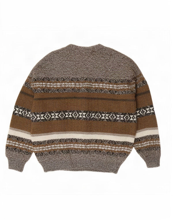 Vintage hombres Cardigan suéter XL gris Fair Isle