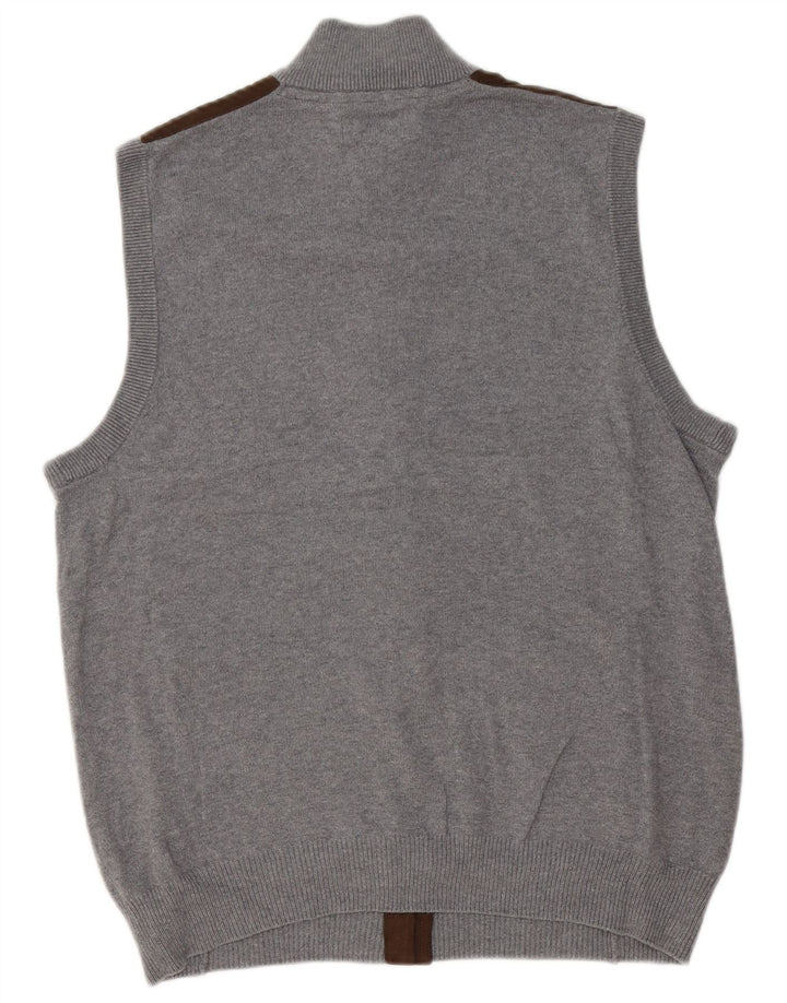 Chaps Hombre Cárdigan Sin Mangas Suéter De Algodón Color Block Gris Medio