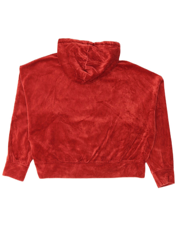 Puma Mujer Crop Oversize Velour Sudadera con capucha Jumper UK 14 Mediano Rojo Algodón