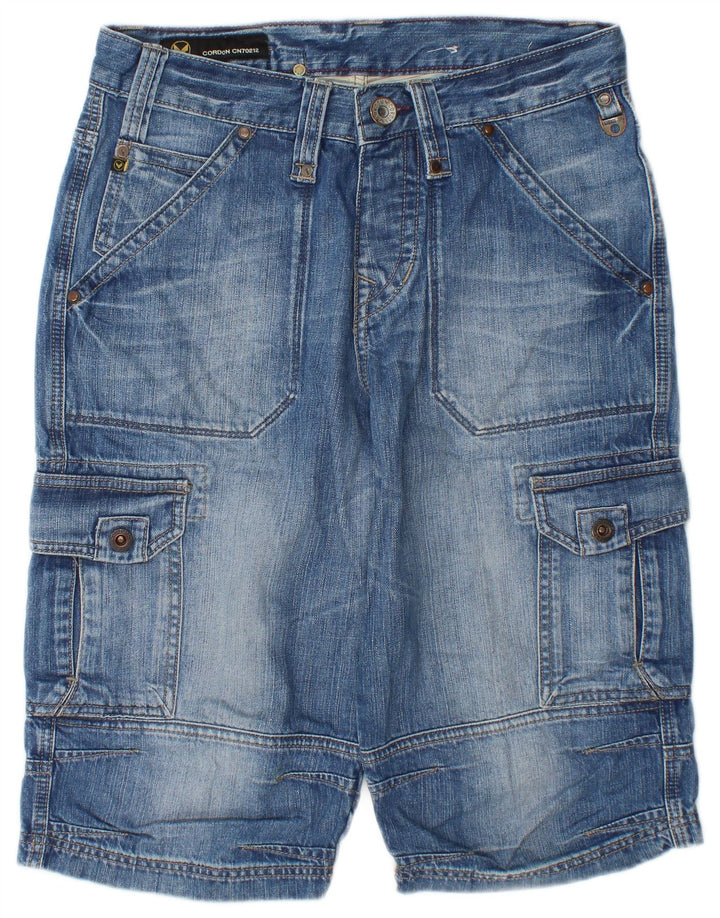 Vintage Hombres Cargo Denim Shorts W30 Algodón Azul Medio
