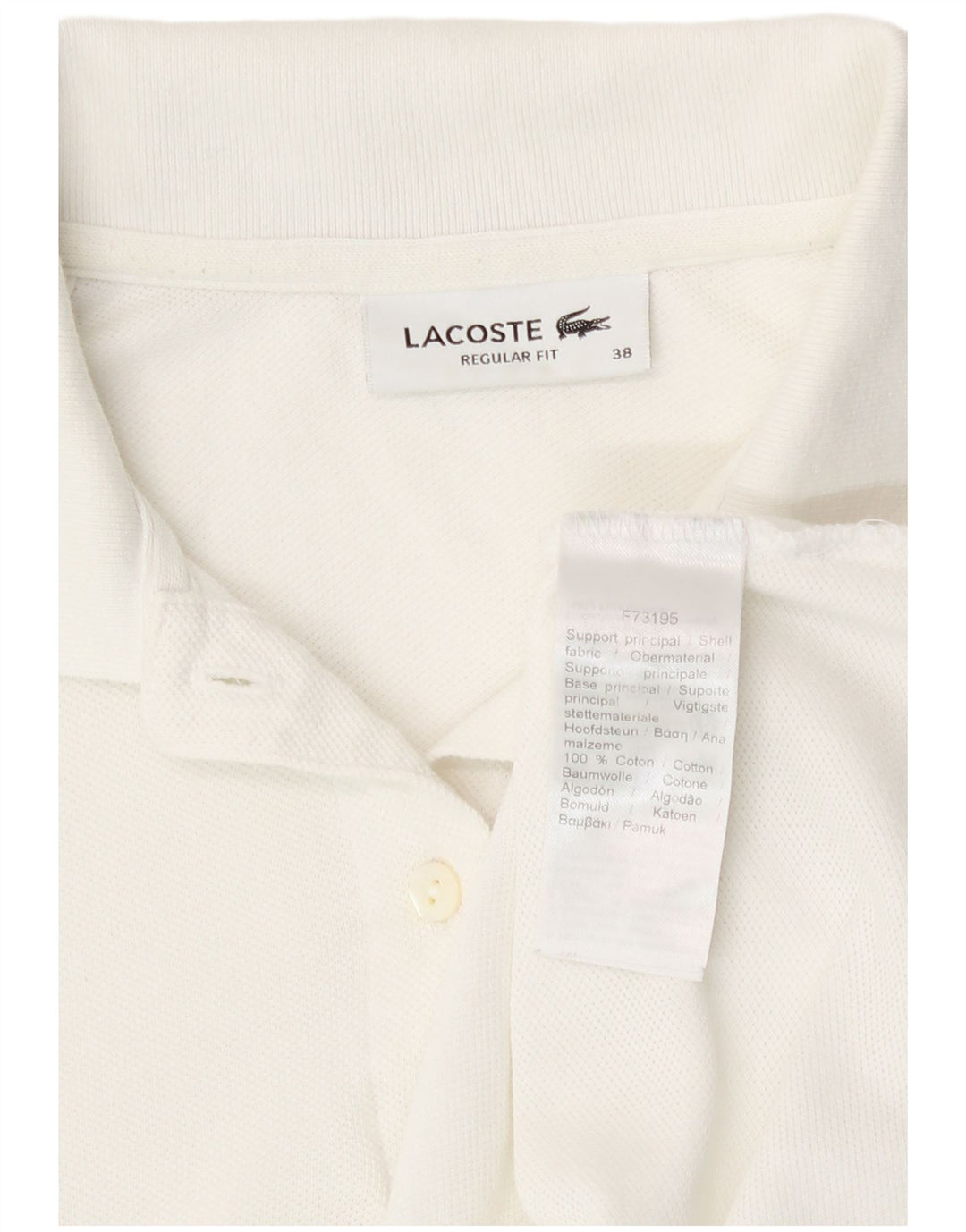 Polo Lacoste de corte regular para mujer talla 38 algodón blanco mediano
