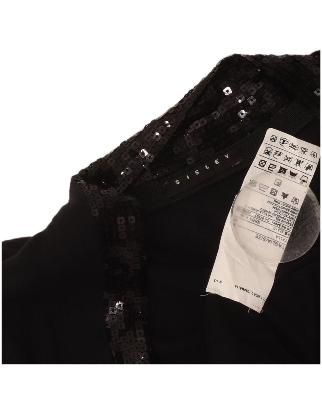 Sisley Suéter tipo cárdigan abierto para mujer UK 44 Grande Algodón negro