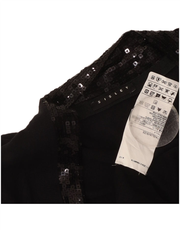 Sisley Suéter tipo cárdigan abierto para mujer UK 44 Grande Algodón negro