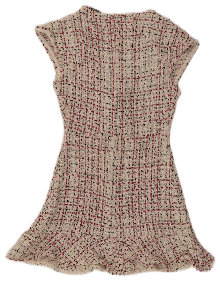 Zara Mujer Vestido Acampanado UK 8 Small Beige Check