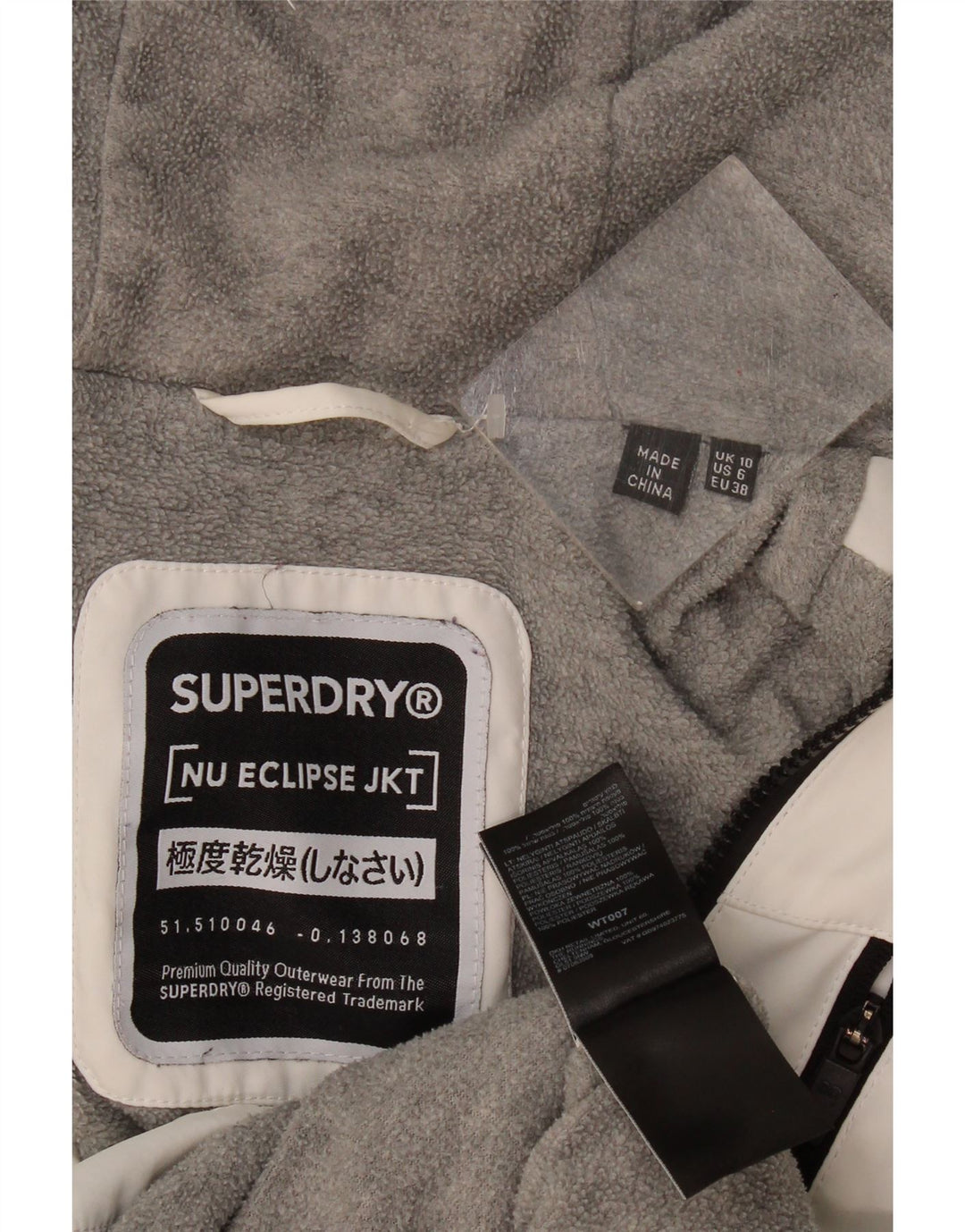 Superdry Chaqueta Cortavientos Extragrande con Capucha para Mujer UK 40 Small White