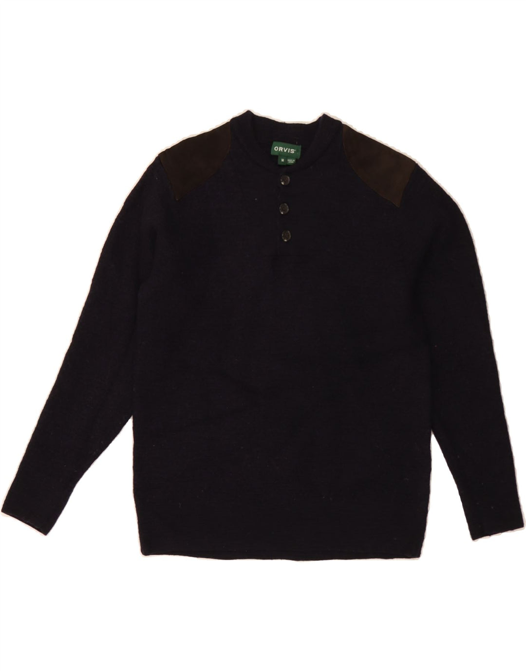 ORVIS Womens Crew Neck Jumper Sweater UK 12 Medium Navy Blue Colourblock Vintage Orvis and Second-Hand Orvis from Messina Hembry 