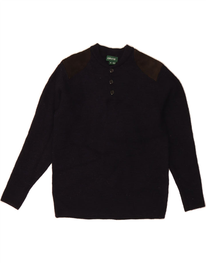 ORVIS Womens Crew Neck Jumper Sweater UK 12 Medium Navy Blue Colourblock Vintage Orvis and Second-Hand Orvis from Messina Hembry 