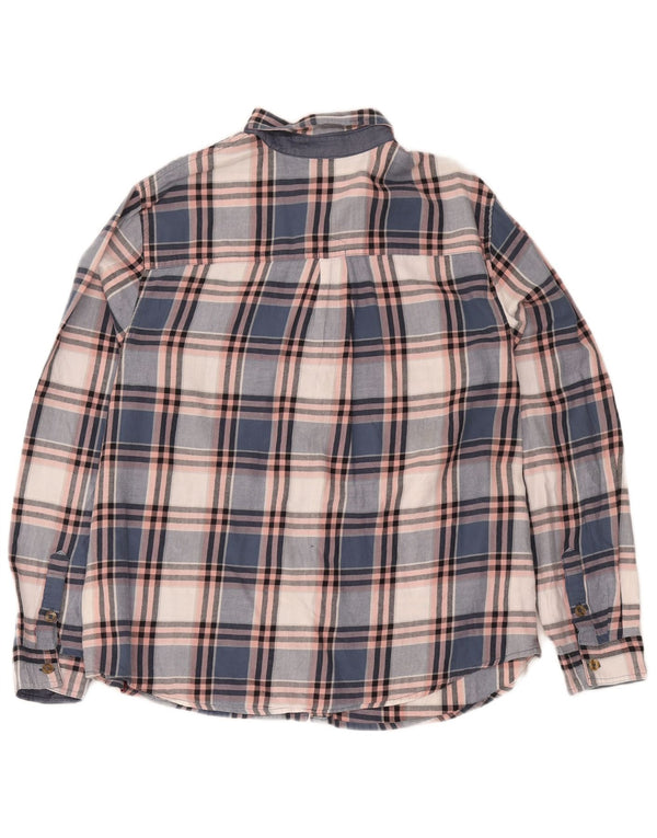 Dickies Camisa de franela holgada para mujer UK 46 Algodón a cuadros azul grande