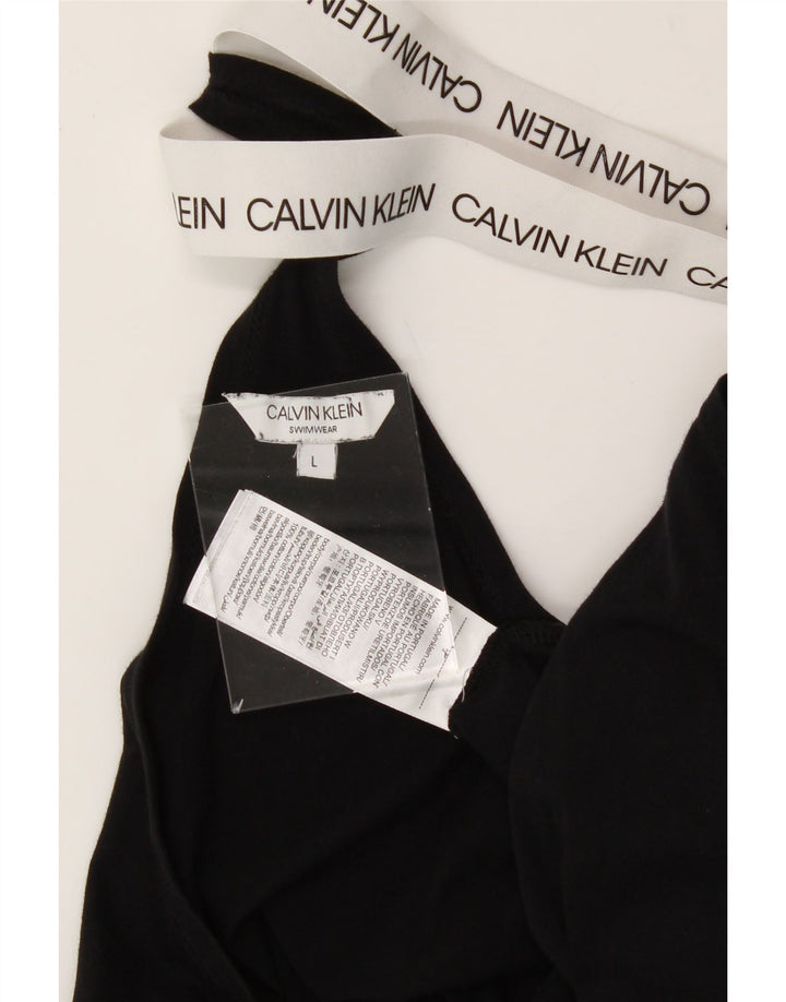 CALVIN KLEIN Womens Graphic Playsuit UK 14 Large Black Cotton Vintage Calvin Klein and Second-Hand Calvin Klein from Messina Hembry 