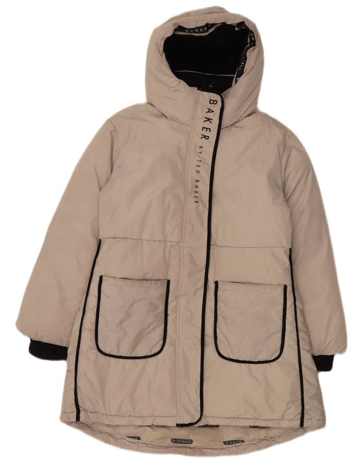 Ted Baker Abrigo acolchado con capucha y gráfico para niña 9-10 años Poliéster beige