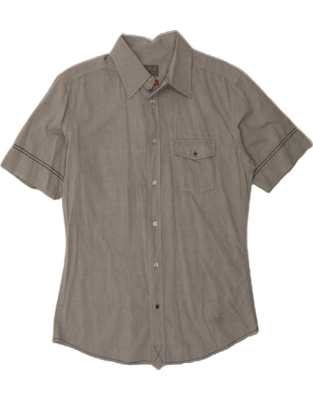 BOMBOOGIE Mens Short Sleeve Shirt XL Grey Cotton Vintage Bomboogie and Second-Hand Bomboogie from Messina Hembry 