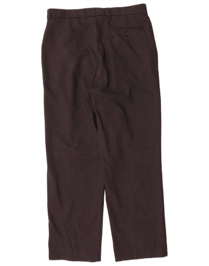 Marks & Spencer Pantalón de traje con pinzas para hombre W32 L29 Lana marrón