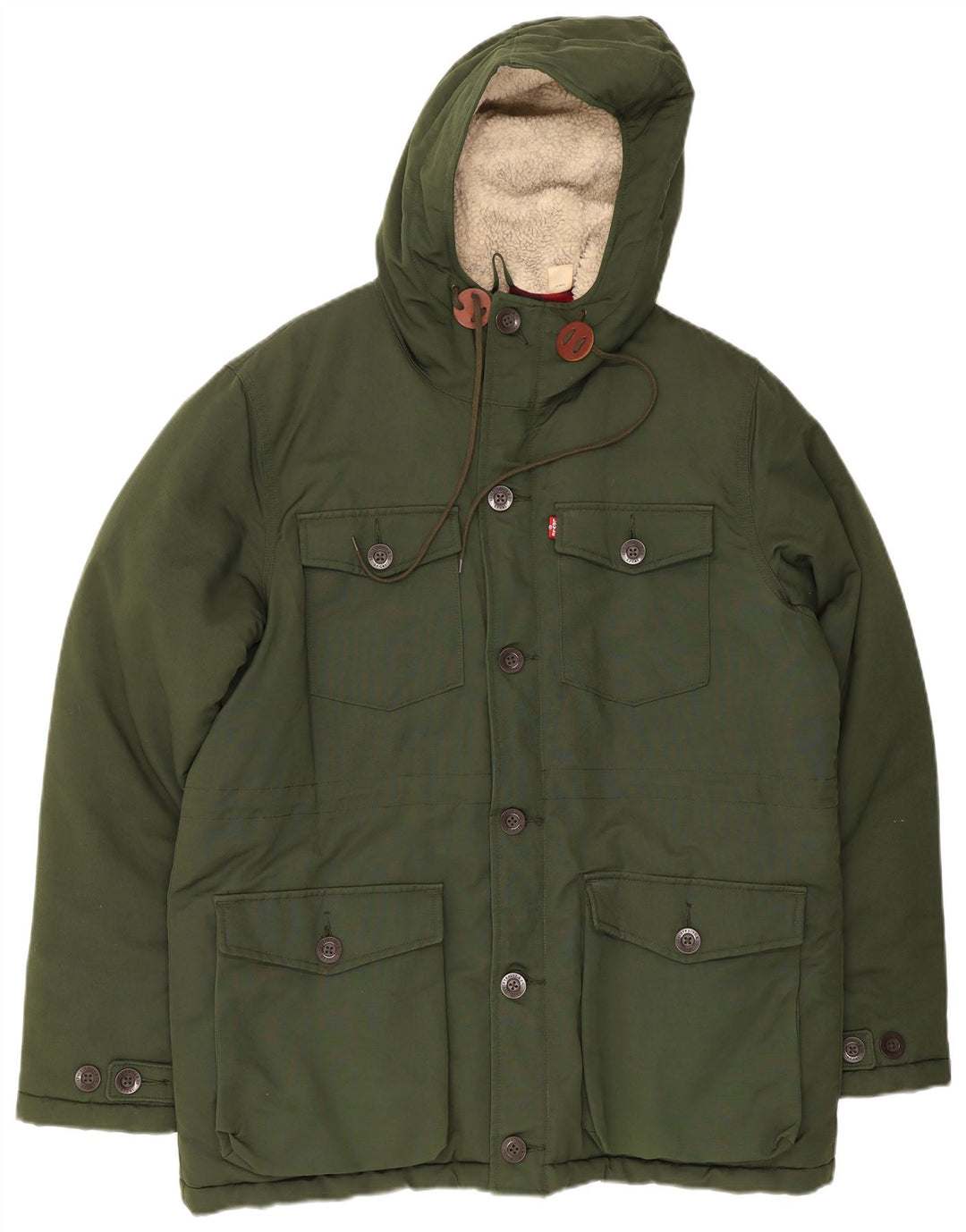 Levi's Chaqueta acolchada con capucha para hombre UK 40 Large Algodón verde