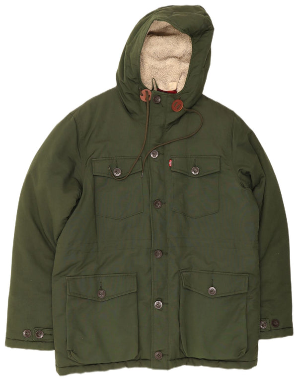 Levi's Chaqueta acolchada con capucha para hombre UK 40 Large Algodón verde