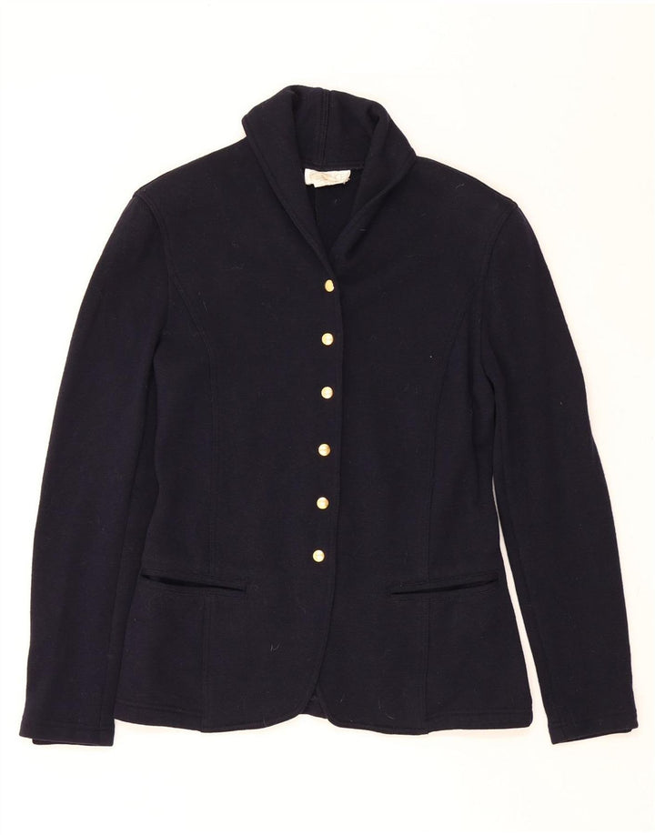 COMPLICE Womens Knit 6 Button Blazer Jacket US 8 Medium Navy Blue Wool Vintage Complice and Second-Hand Complice from Messina Hembry 